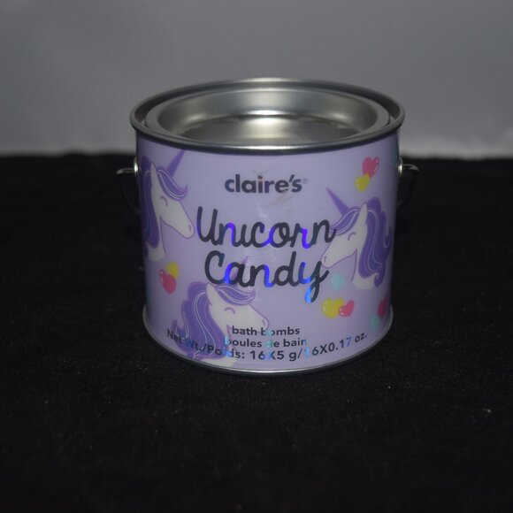 Clarie's Unicorn Candy tin of 16 mini bath bombs - Picture 1 of 4